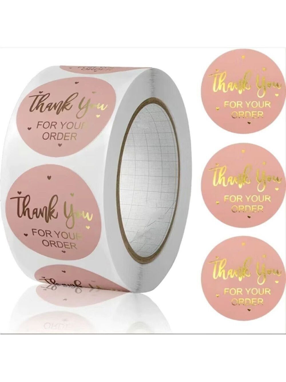 500 1” Roll Pink Thank You FOR YOUR ORDER Stickers PRICE IS FIRM - Picture 5 of 5